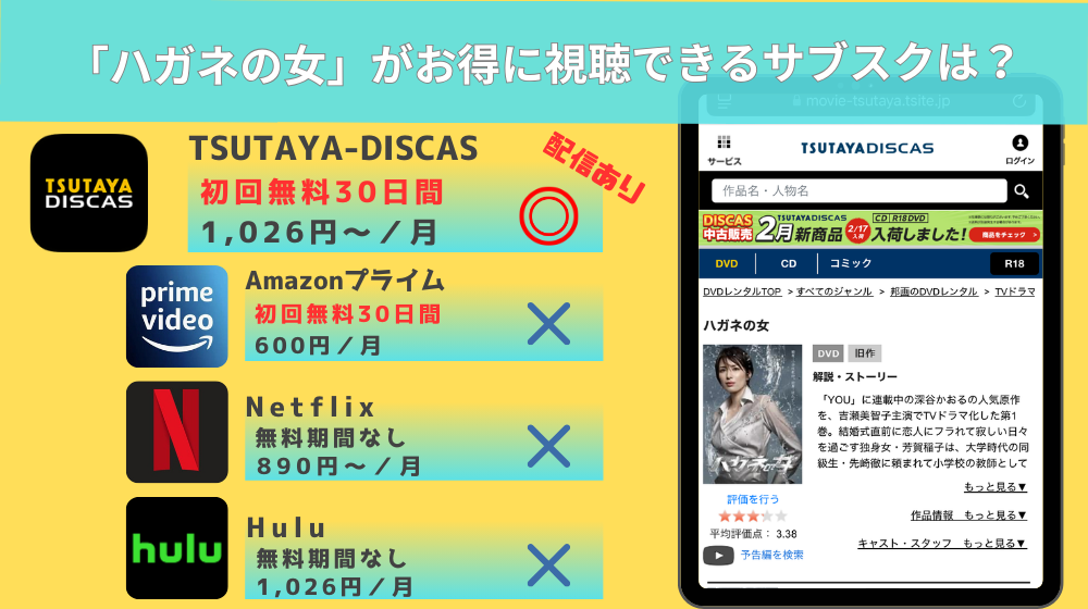 ハガネの女　配信
